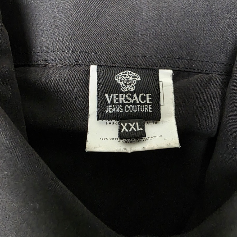 Versace Medusa Head Embroidered Snap Shirt Mens 2XL XXL Black Hip Hop Grunge Emo - Picture 6 of 12